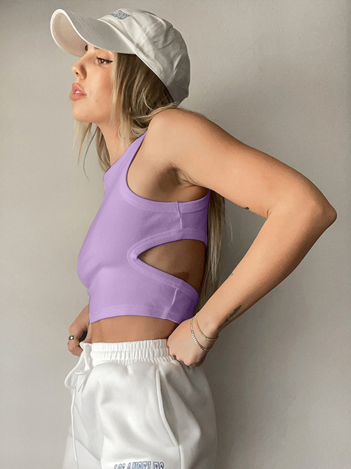 Cutout Back Round Neck Tank