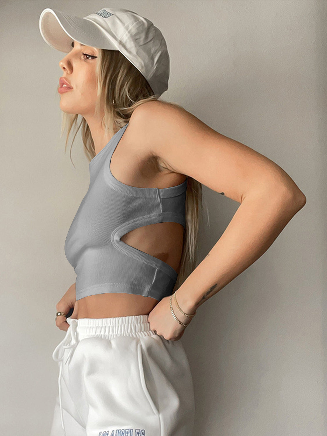 Cutout Back Round Neck Tank