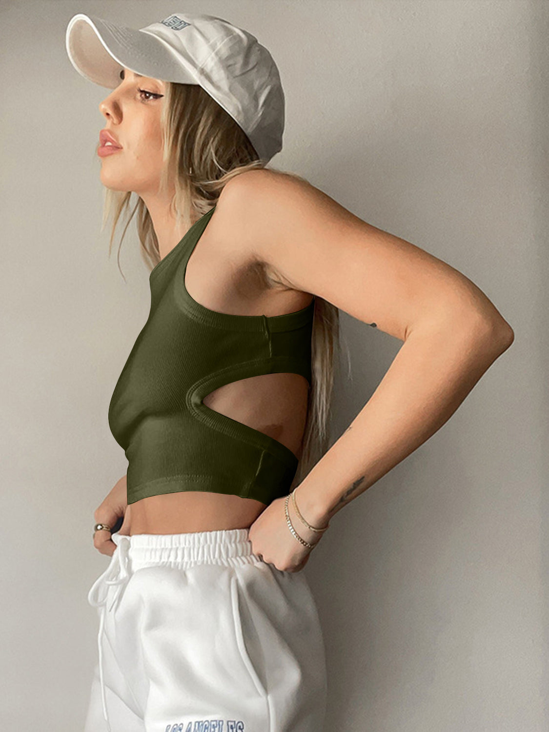 Cutout Back Round Neck Tank