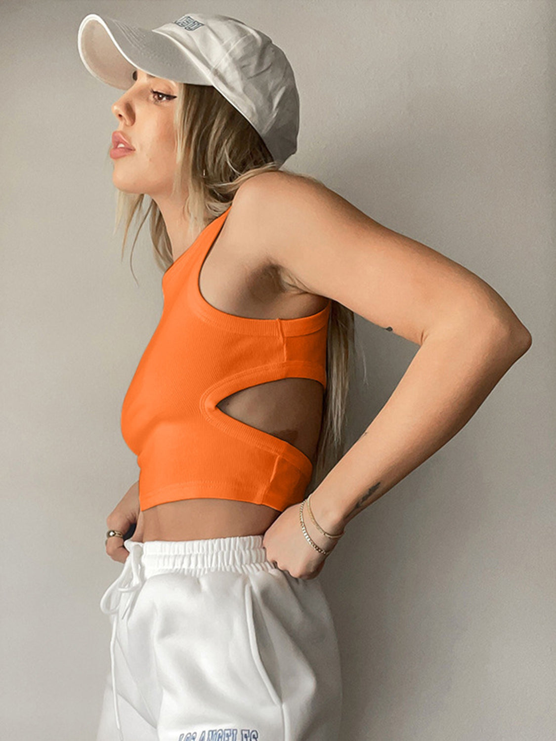 Cutout Back Round Neck Tank
