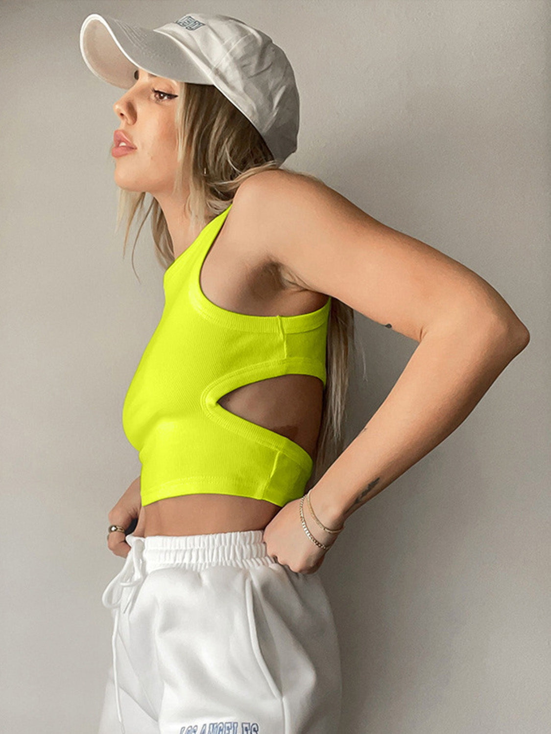 Cutout Back Round Neck Tank