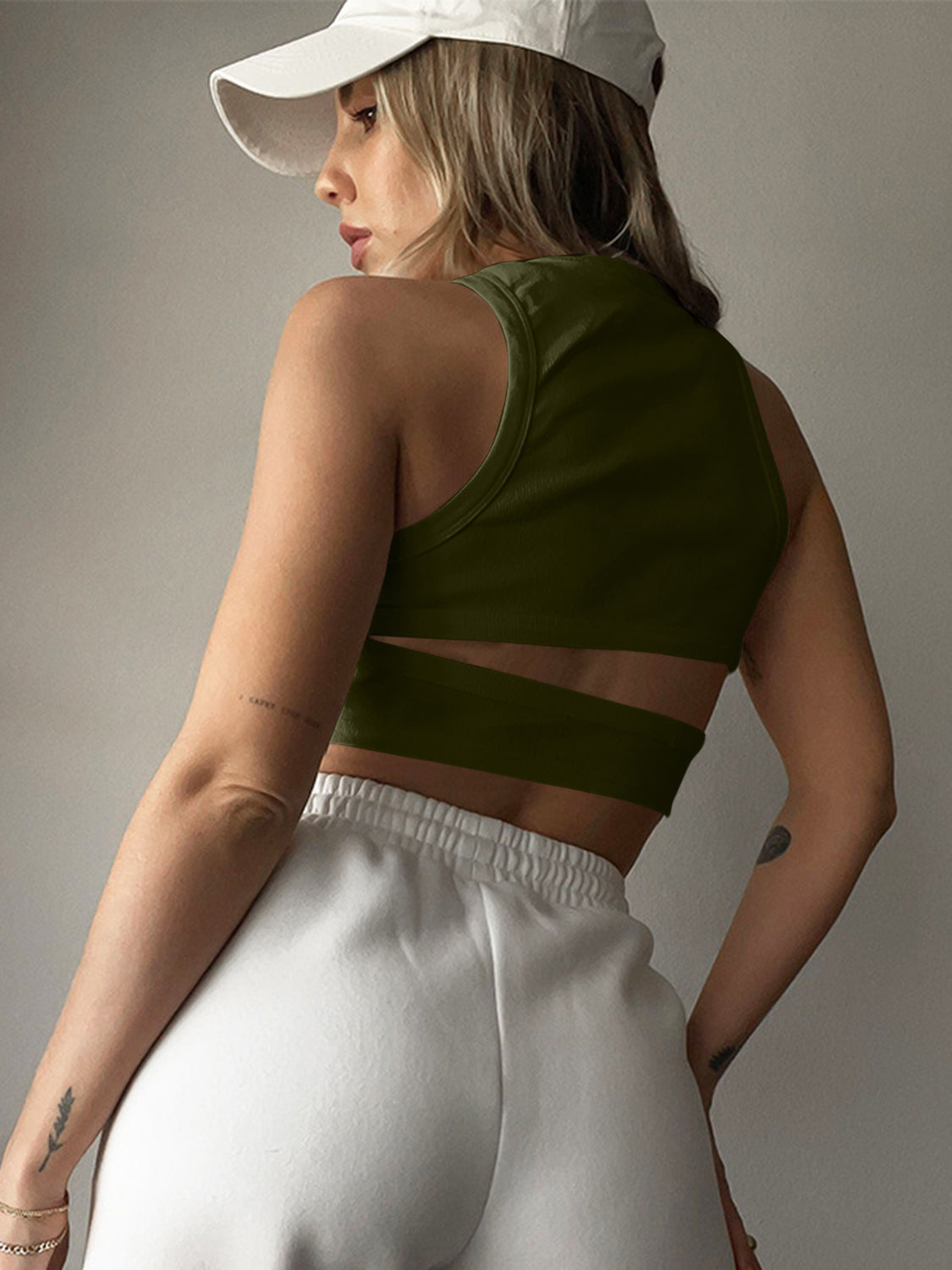 Cutout Back Round Neck Tank