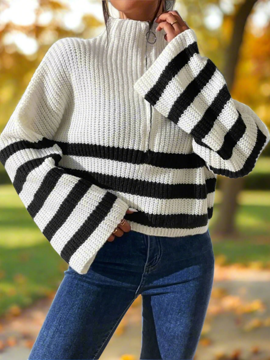 Varsity Vibes Half-Zip Cropped Sweater