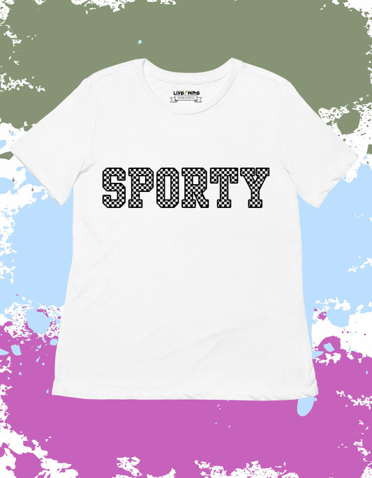 SPORTY Checkered Flag Shirt • Your Choice: Tee/Tank/Crop/Sweatshirt