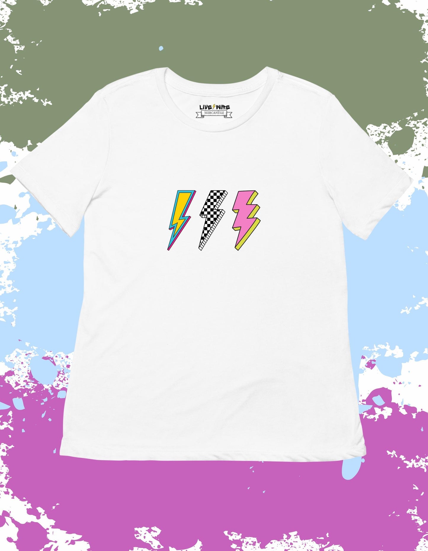 Like a Flash Multicolor Lightning Shirt • Retro Racing Bolt Tee • Checkered Flash Graphic • Race Day Party Shirt • Snake Pit Style