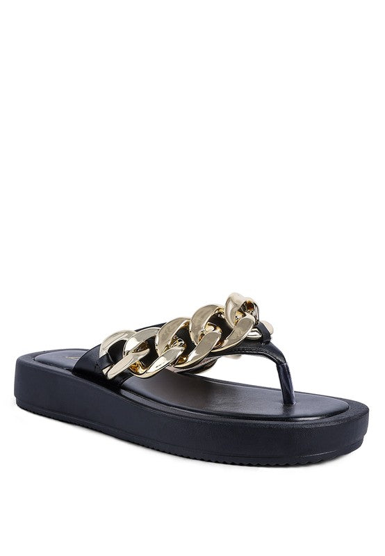 Metal Chain Thong Sandals