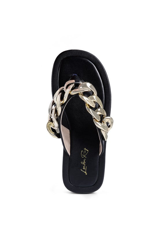 Metal Chain Thong Sandals