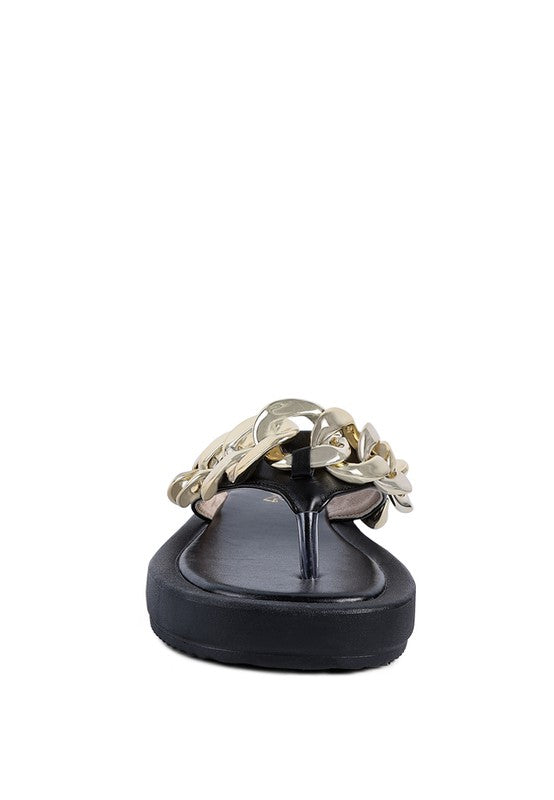 Metal Chain Thong Sandals