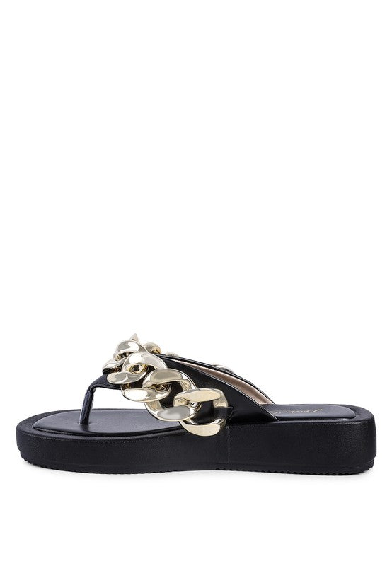 Metal Chain Thong Sandals