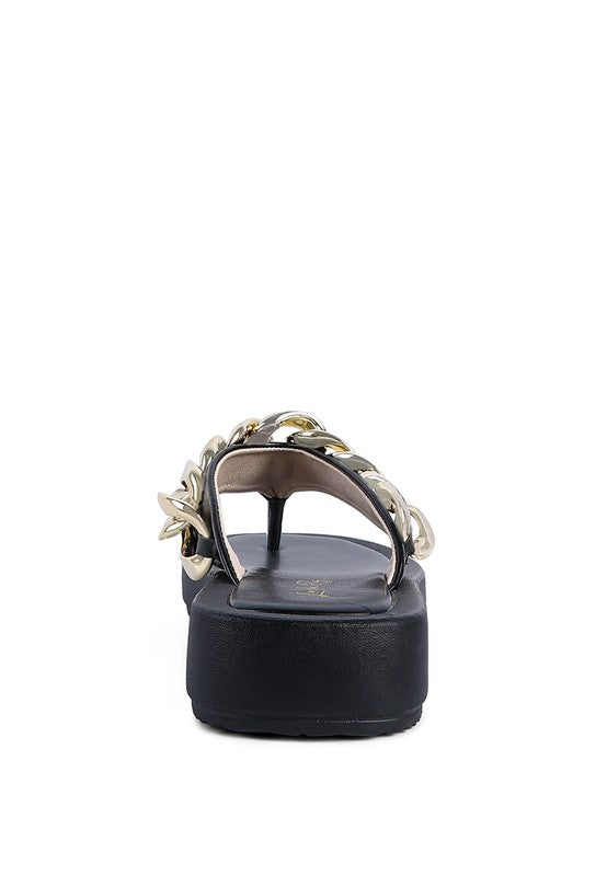 Metal Chain Thong Sandals