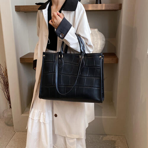 Croc Faux Leather Tote Bag